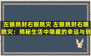 左眼跳财右眼跳灾 左眼跳财右眼跳灾：揭秘生活中隐藏的幸运与转折